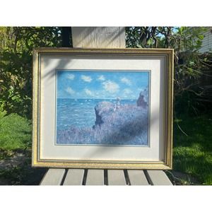 Framed Monet Print - The Cliff Walk at Pourville